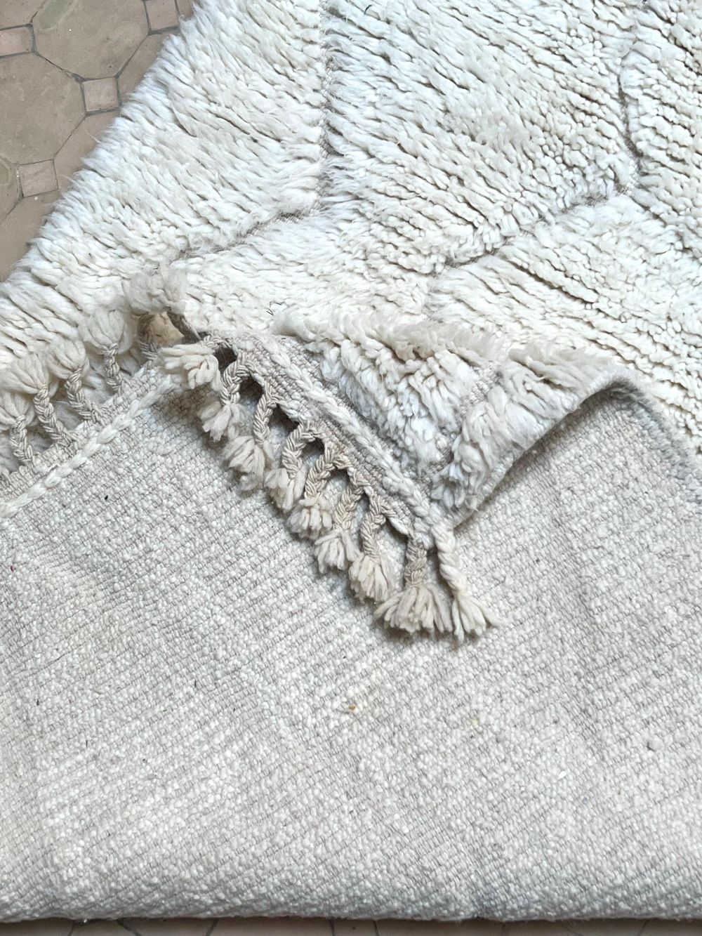 Moroccan All White Rug 155x110cm