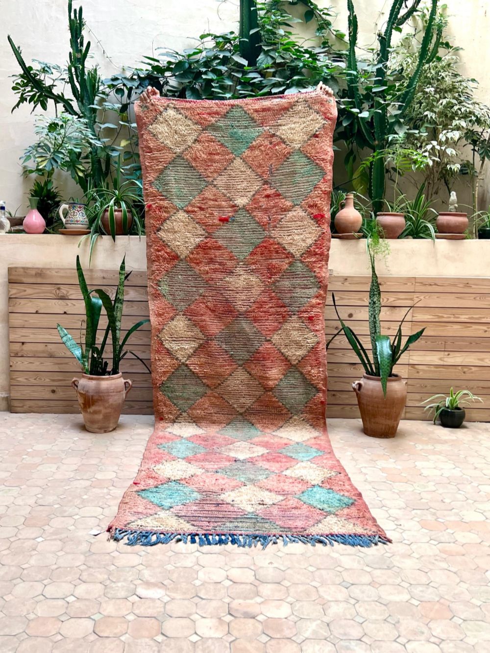 Moroccan Vintage Boujaad runner Rug 315x100cm