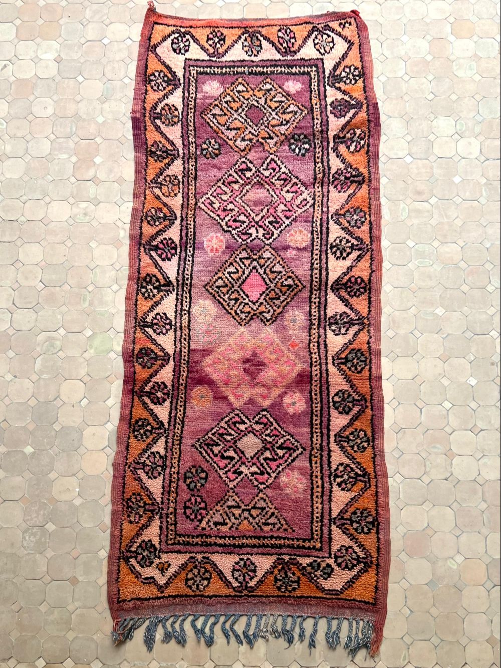 Moroccan Vintage Boujaad runner Rug 255x100cm