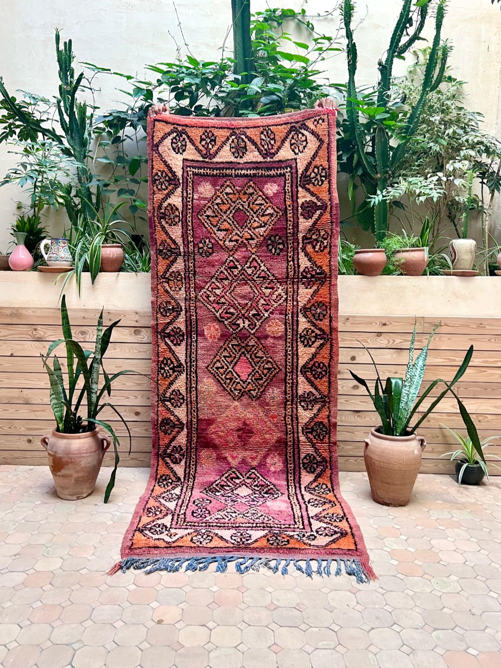 Moroccan Vintage Boujaad runner Rug 255x100cm