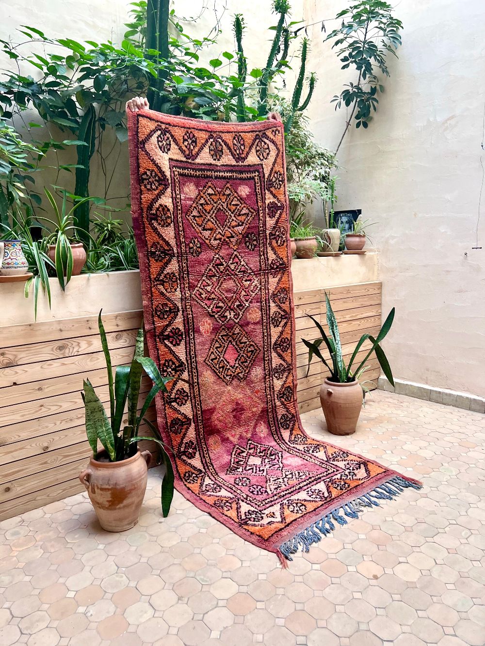 Moroccan Vintage Boujaad runner Rug 255x100cm