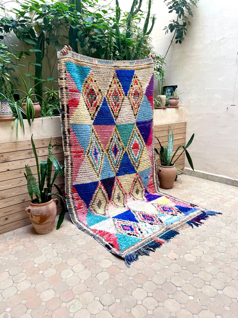 Marokkolainen vintage Boucherouite matto 250x140cm