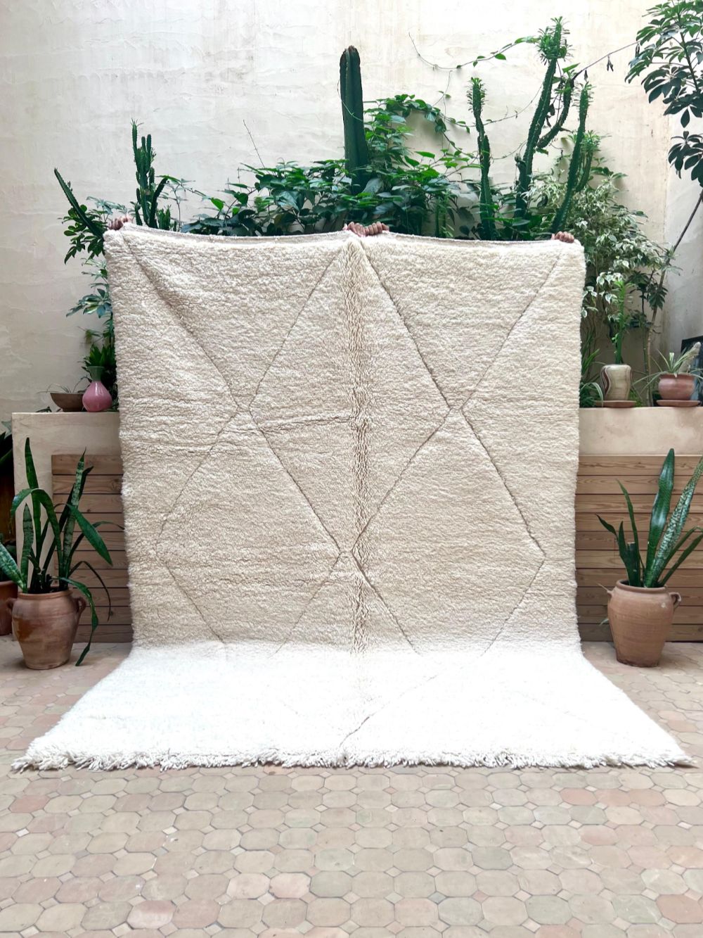 Moroccan All White Rug 285x205cm