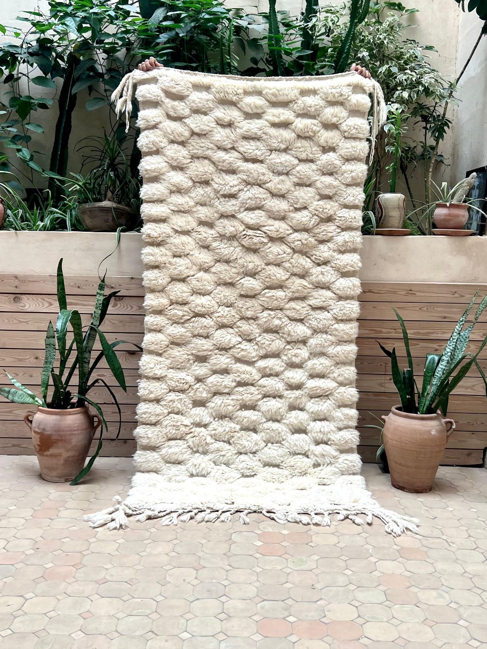 Moroccan All White Rug 220x100cm