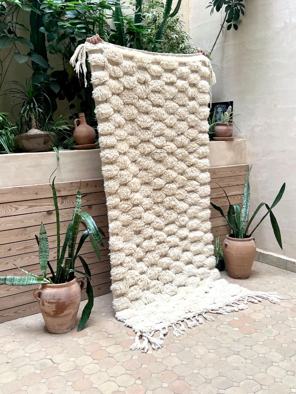 Moroccan All White Rug 220x100cm