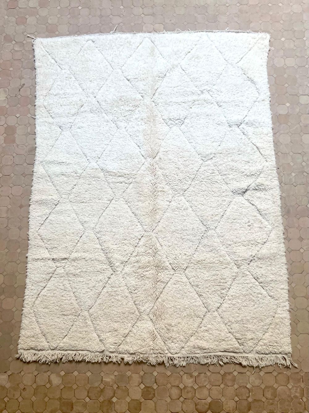 Moroccan All White Rug 295x205cm