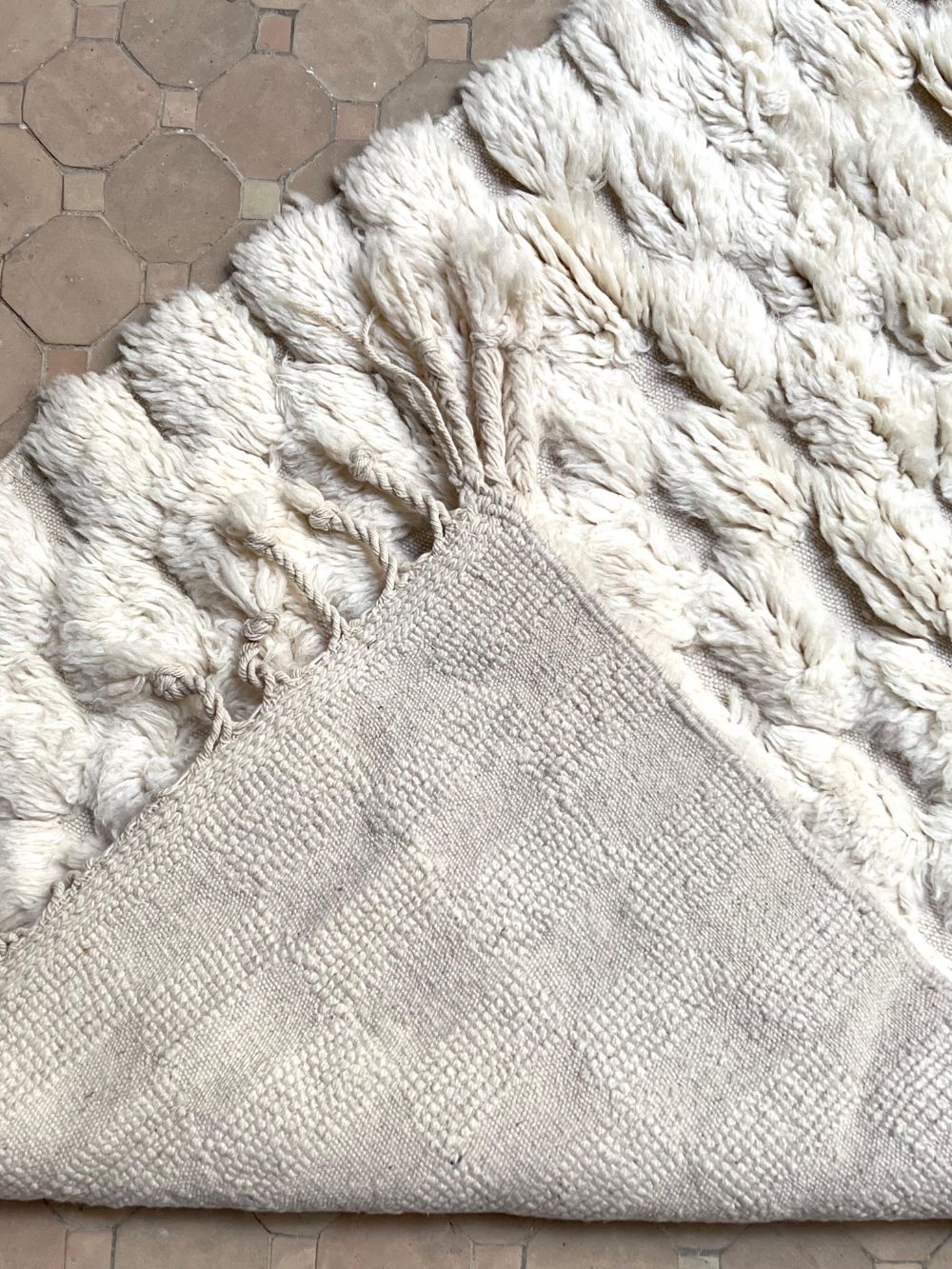 Moroccan All White Rug 220x100cm