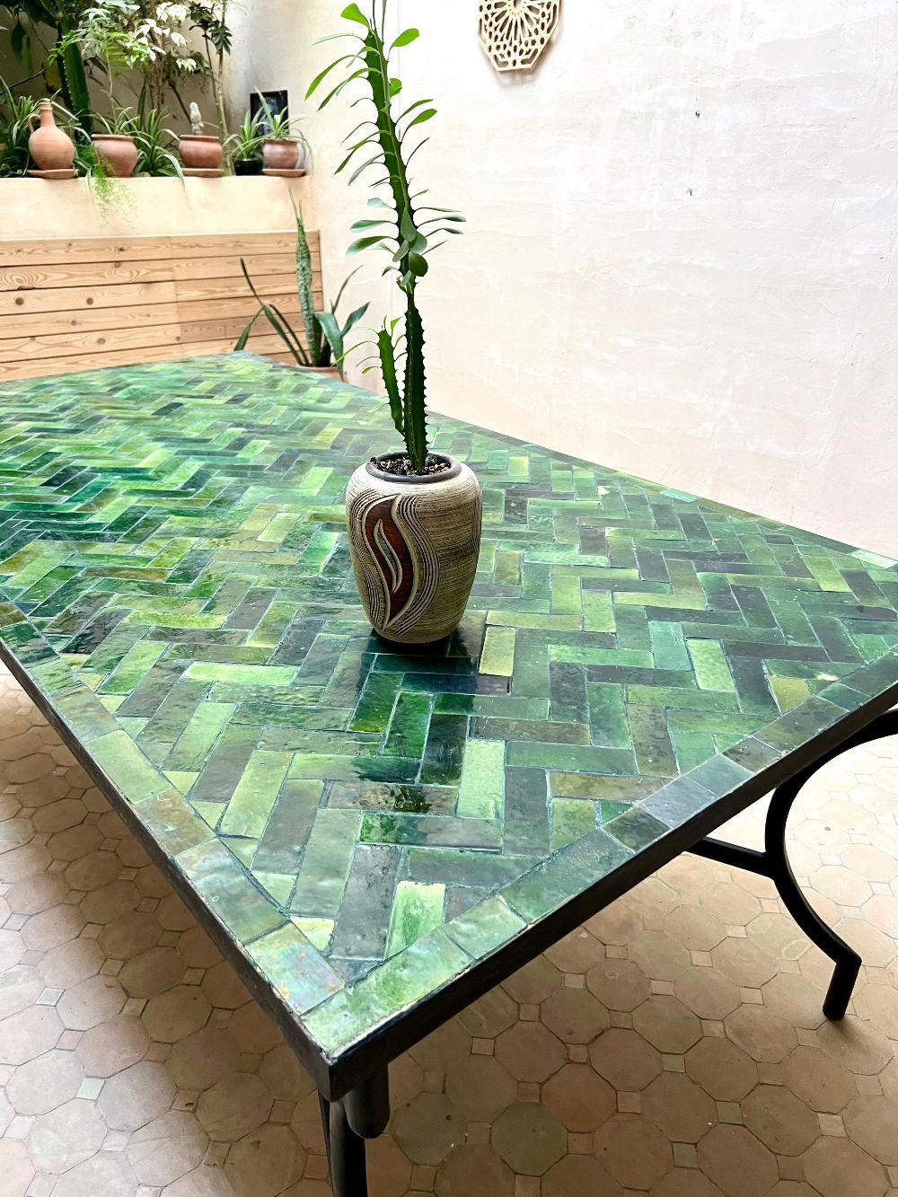 Zellige Rectangular Table: Tamegroute Green