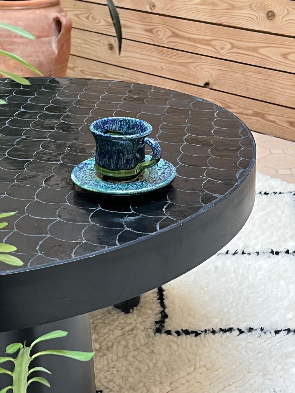 Mosaiikkipöytä, valkoinen 70cm