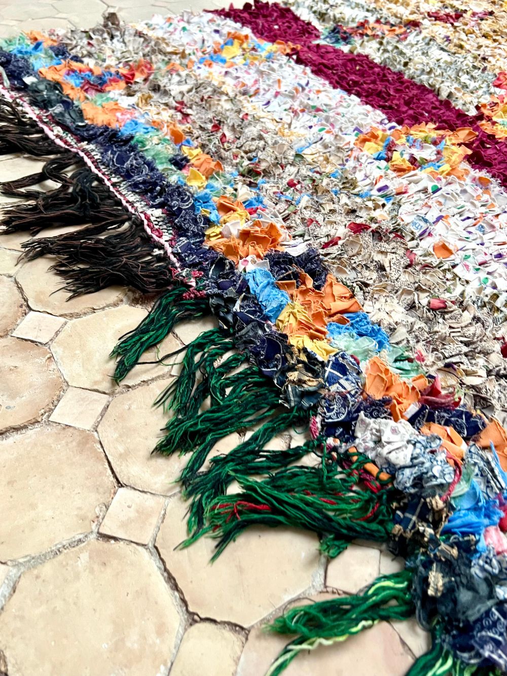 Moroccan Vintage Boucherouite Rug 215x130cm