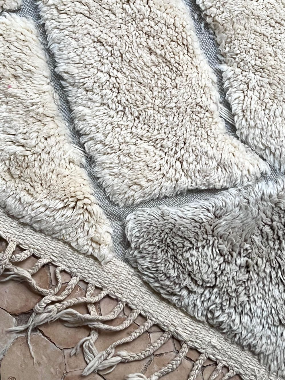 Moroccan Cream and Blue Rug 255x160cm