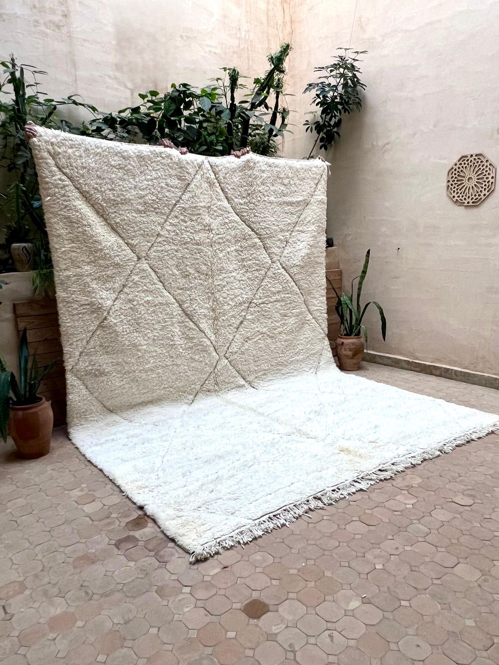 Moroccan All White Rug 340x245cm