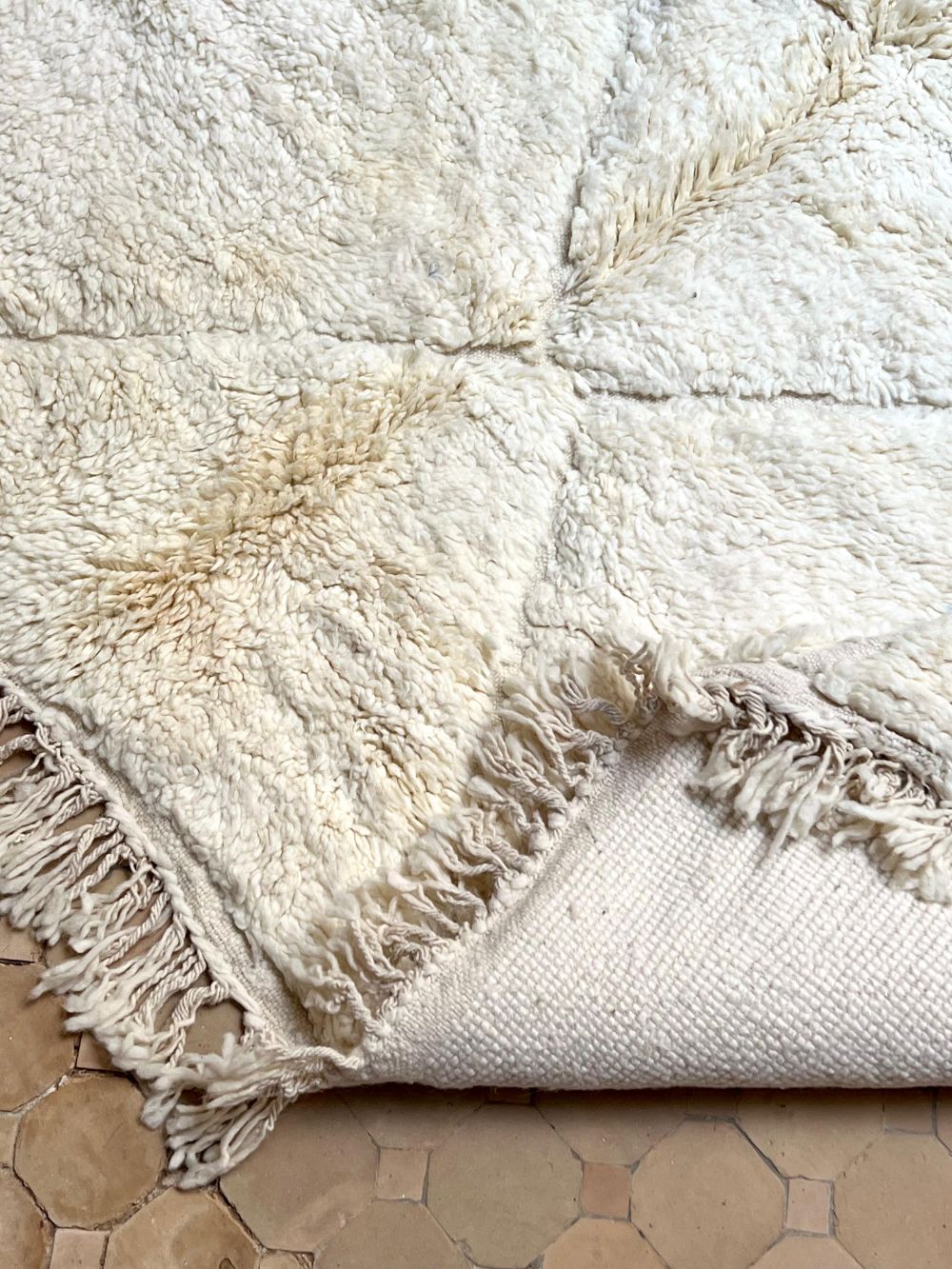 Moroccan All White Rug 340x245cm