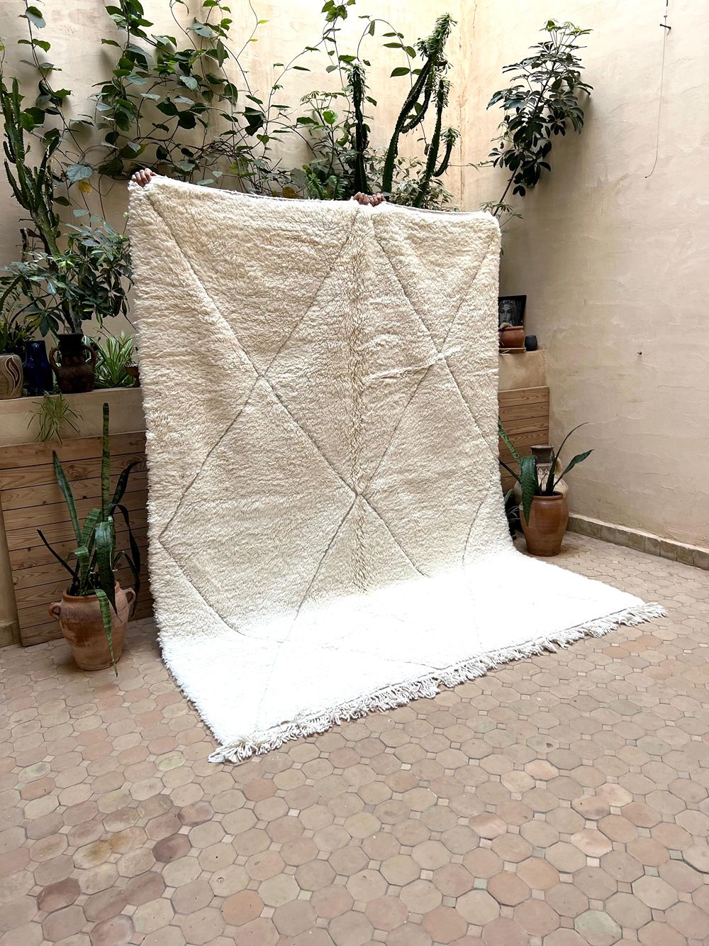 Moroccan All White Rug 270x205cm