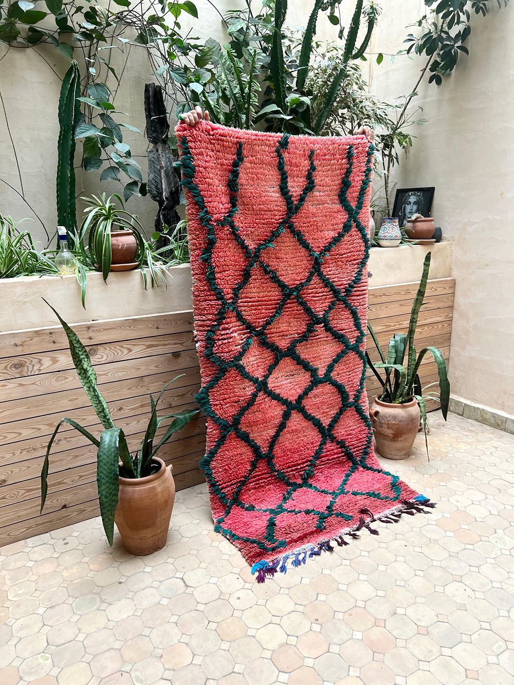 Marokkolainen vintage Azilal-matto 205x95cm