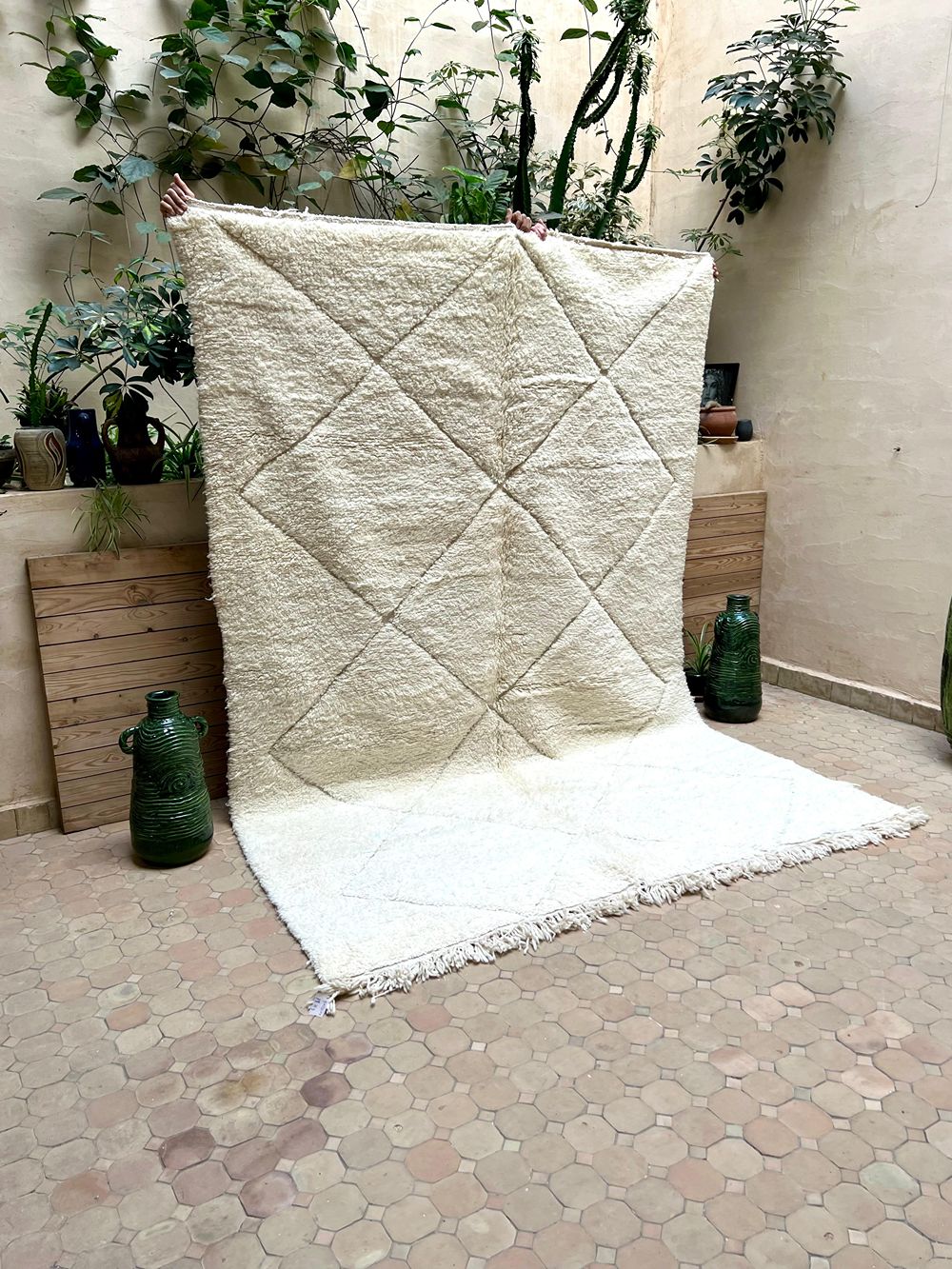 Moroccan All White Rug 285x195cm