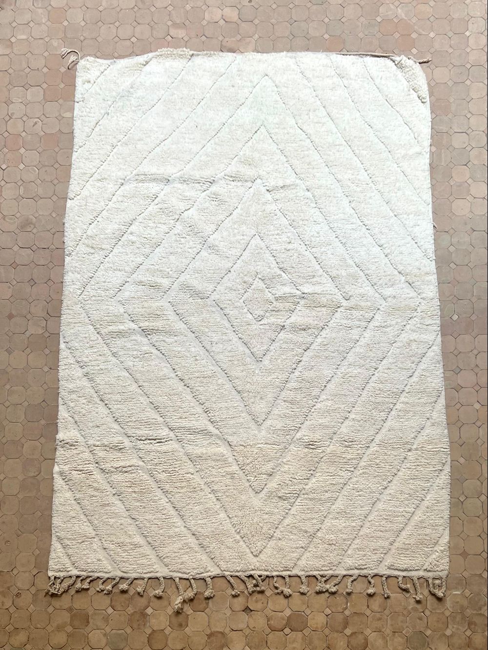 Moroccan All White Rug 290x195cm