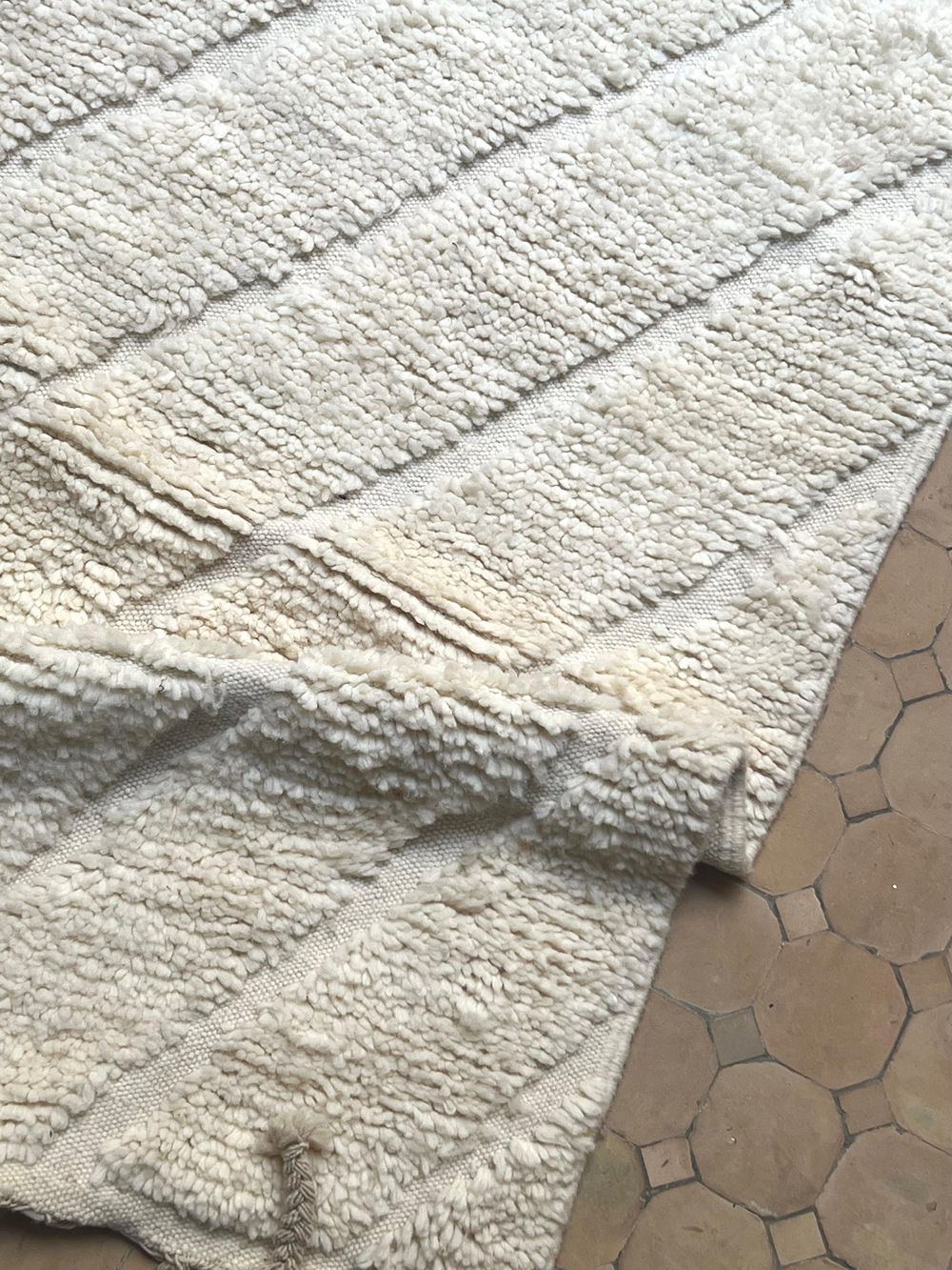 Moroccan All White Rug 290x195cm