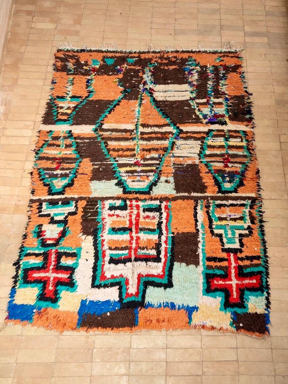 Moroccan Vintage Boucherouite Rug 155x110cm