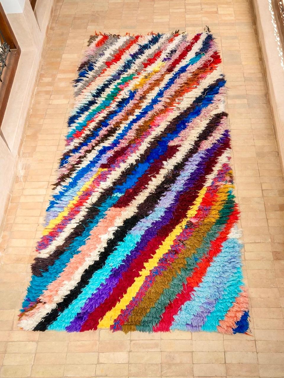 Moroccan Vintage Boucherouite Rug 225x105cm
