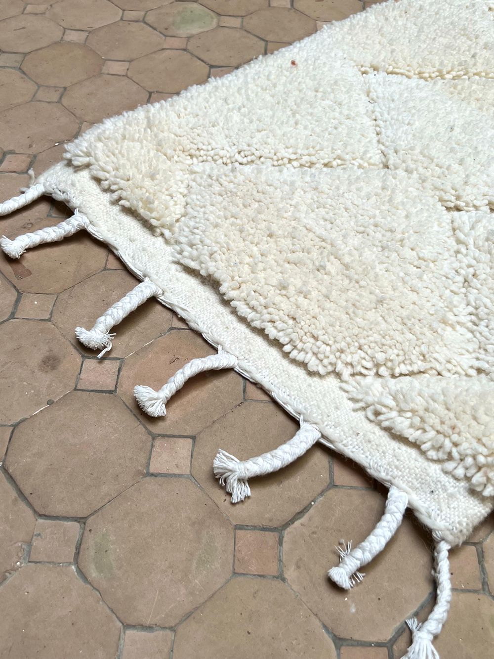 Moroccan All White Rug 100x60cm