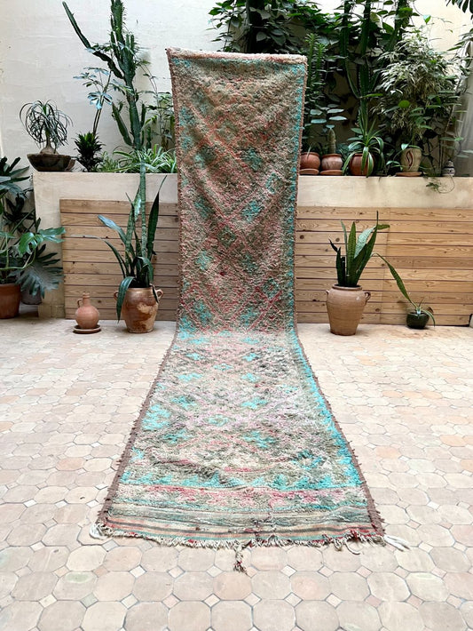 Moroccan Vintage Boujaad runner Rug 410x85cm