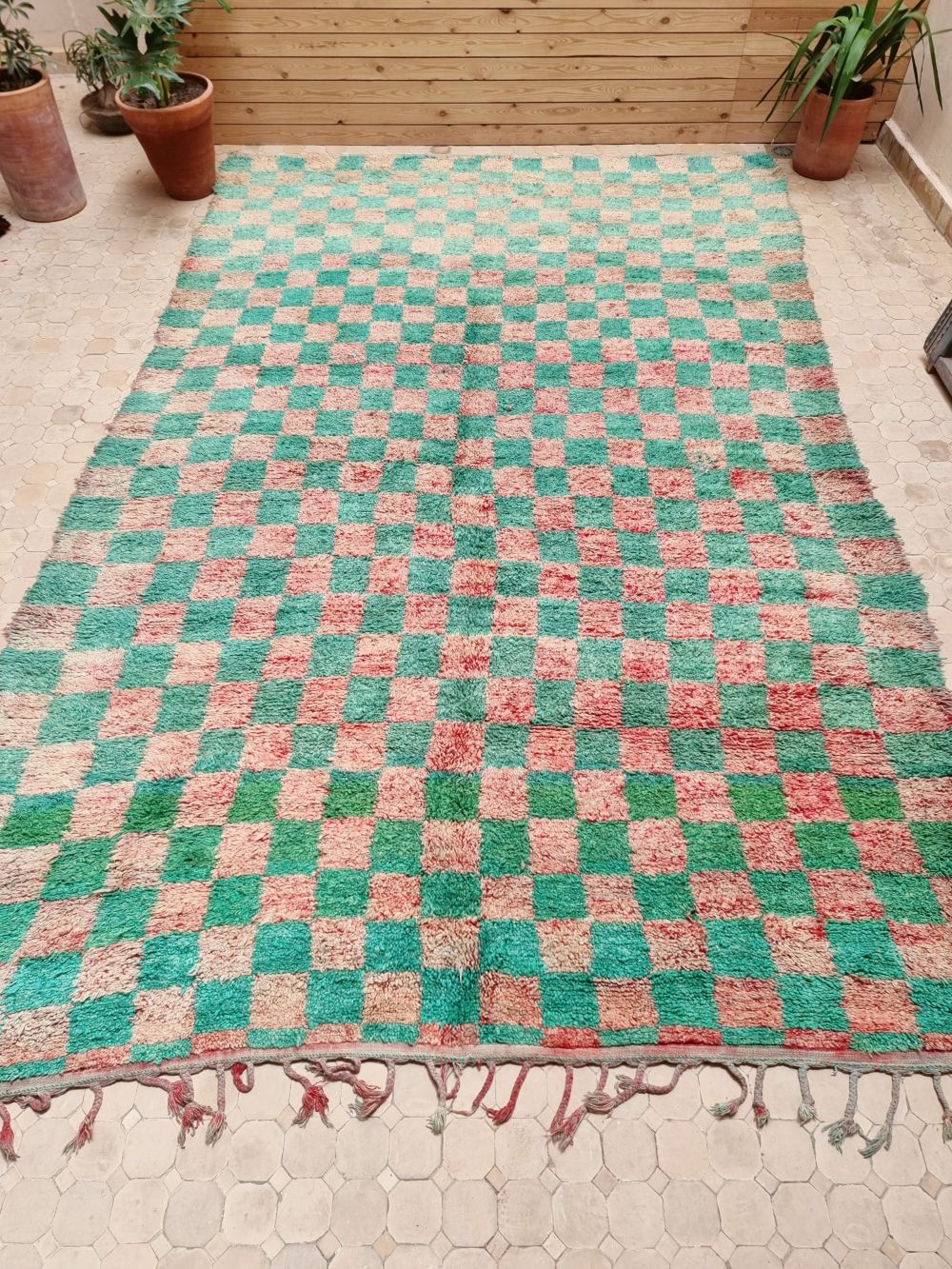 Moroccan vintage Checkered Rug 390x240cm