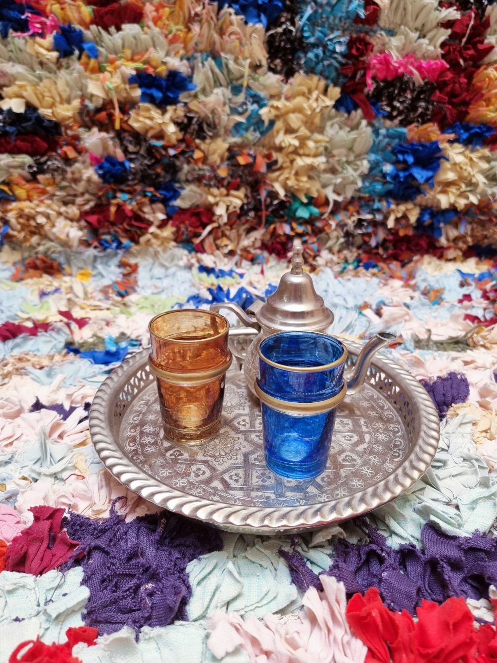 Marokkolainen vintage Boucherouite matto 220x140cm