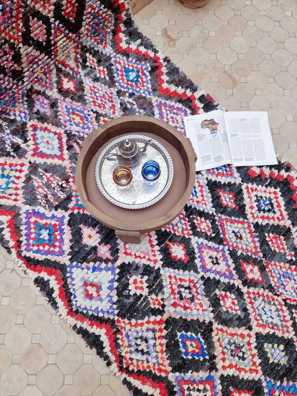 Moroccan Vintage Boucherouite Rug 310x115cm