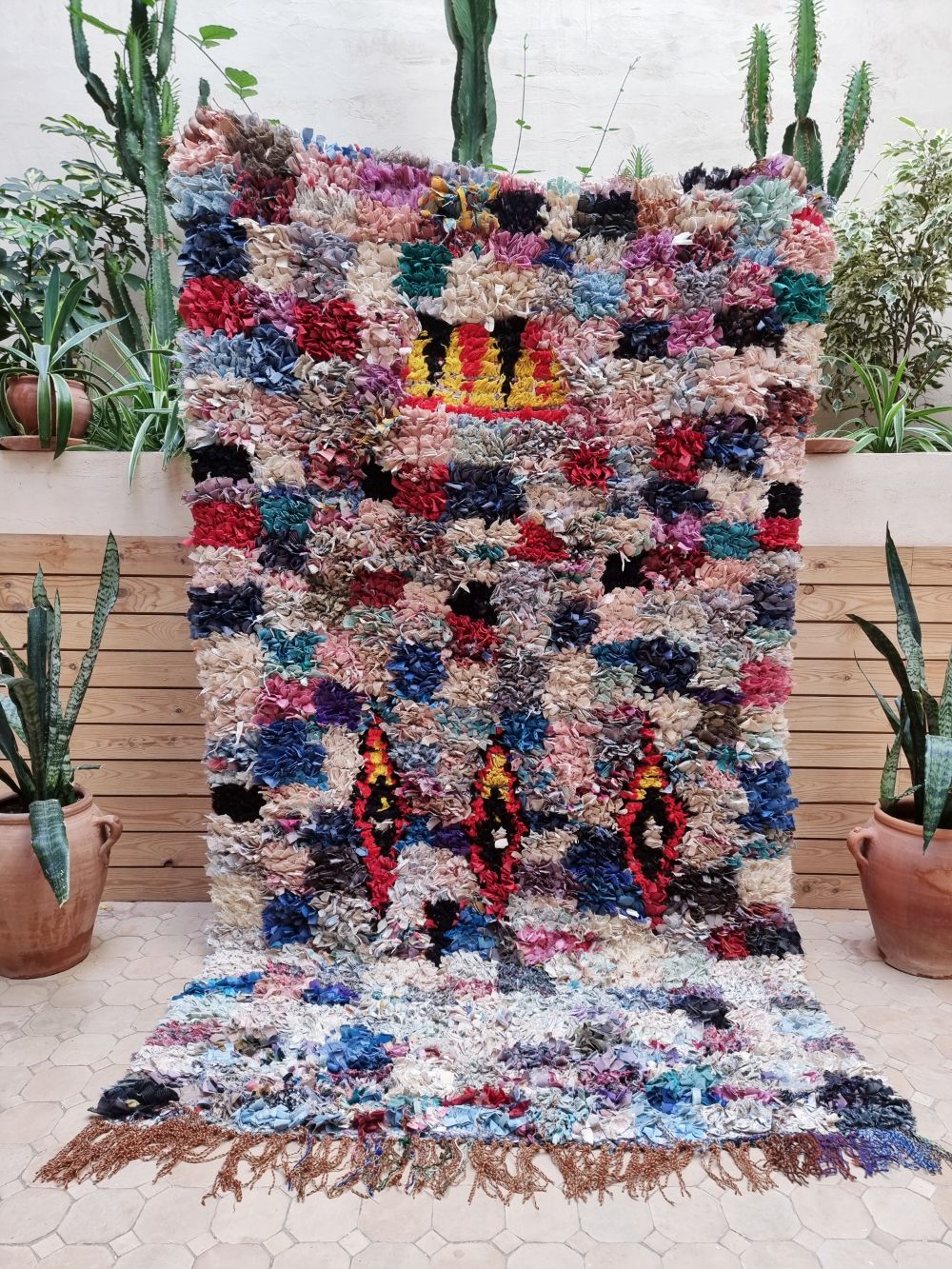 Marokkolainen vintage Boucherouite matto 210x125cm