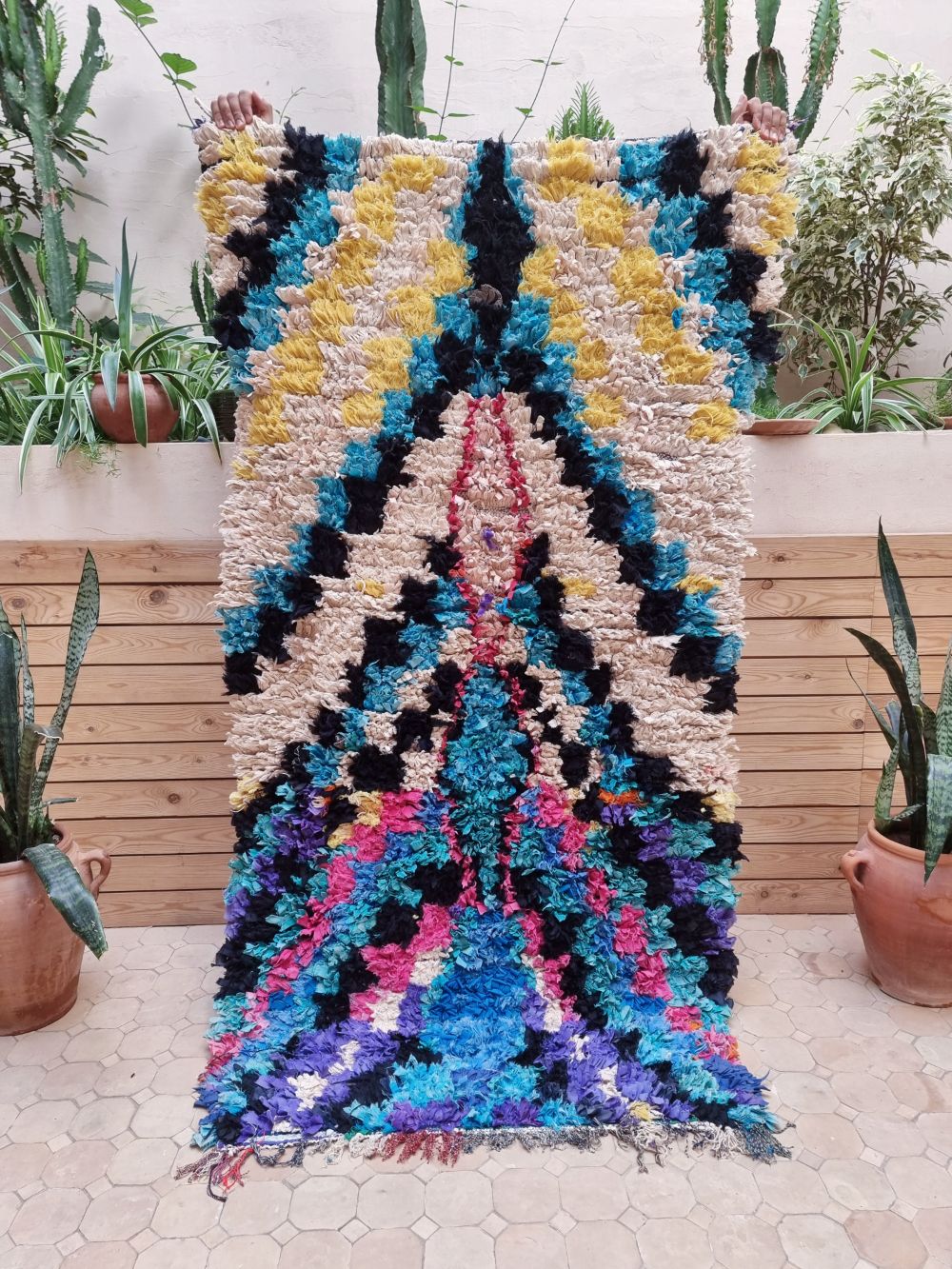 Marokkolainen vintage Boucherouite matto 190x100cm
