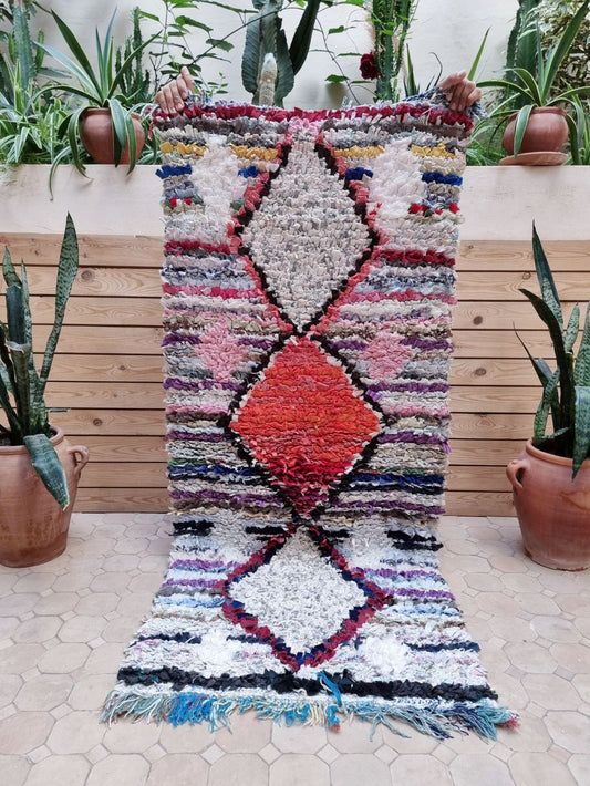 Marokkolainen vintage Boucherouite matto 165x70cm