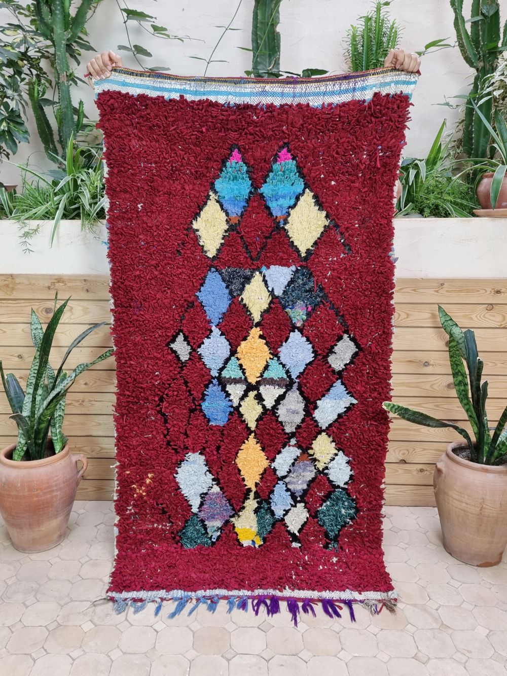 Marokkolainen vintage Boucherouite matto 170x90cm