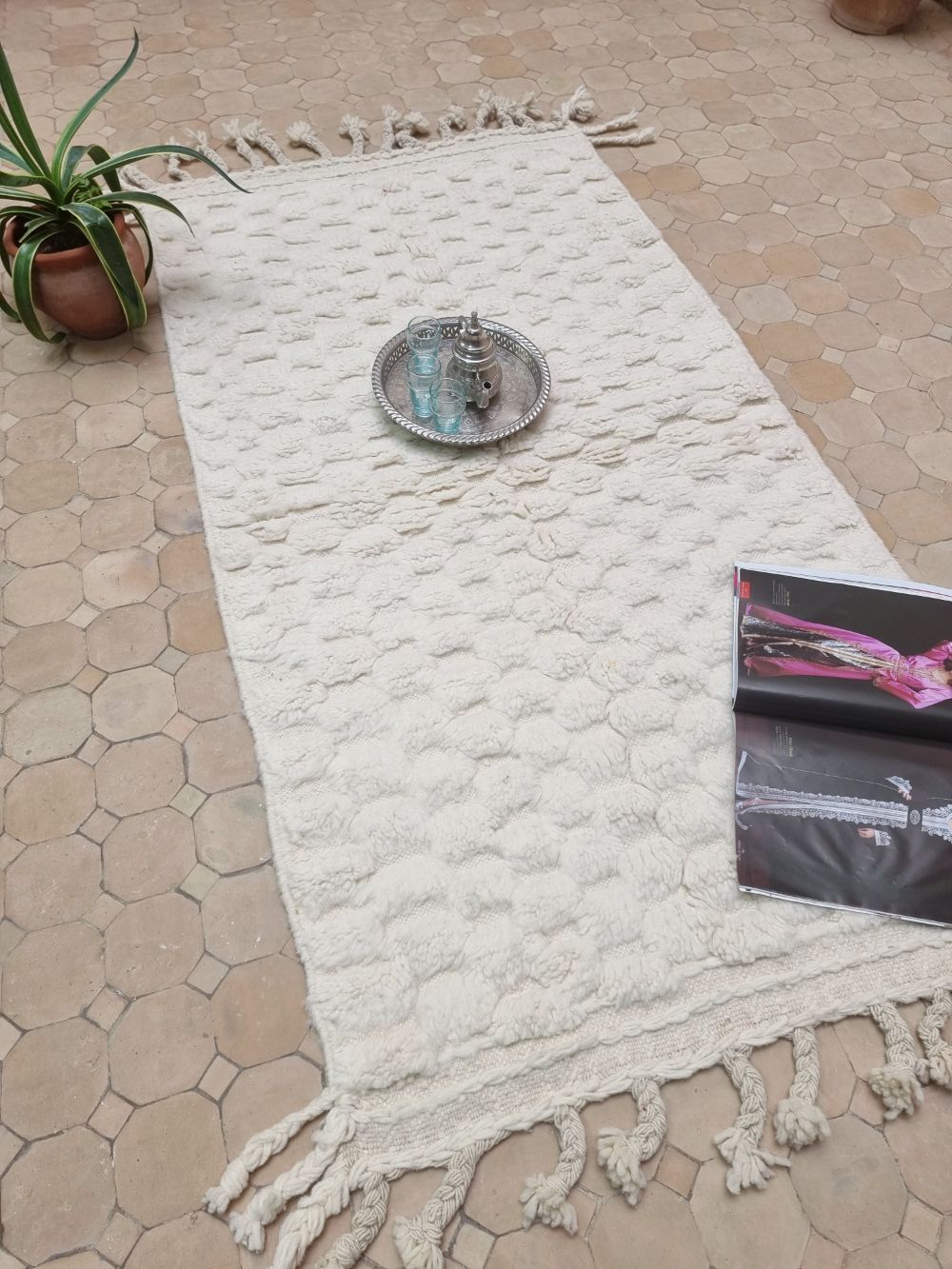 Marokkolainen valkoinen matto 165x90cm