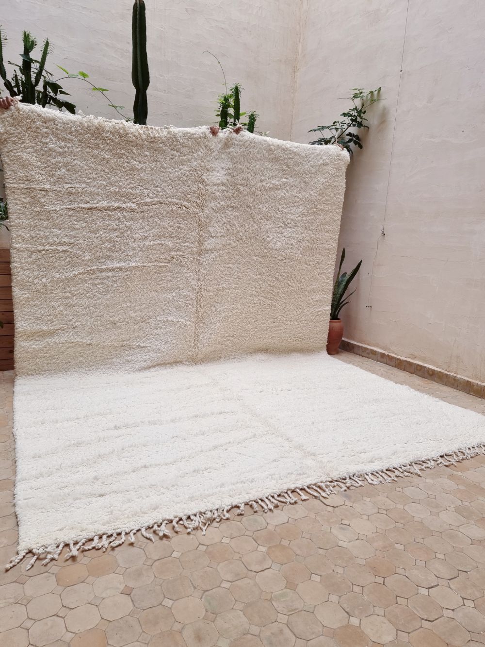 Moroccan All White Rug 365x260cm