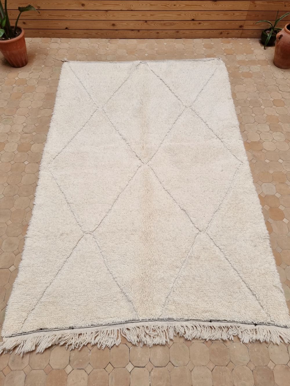 Moroccan All White Rug 235x150cm