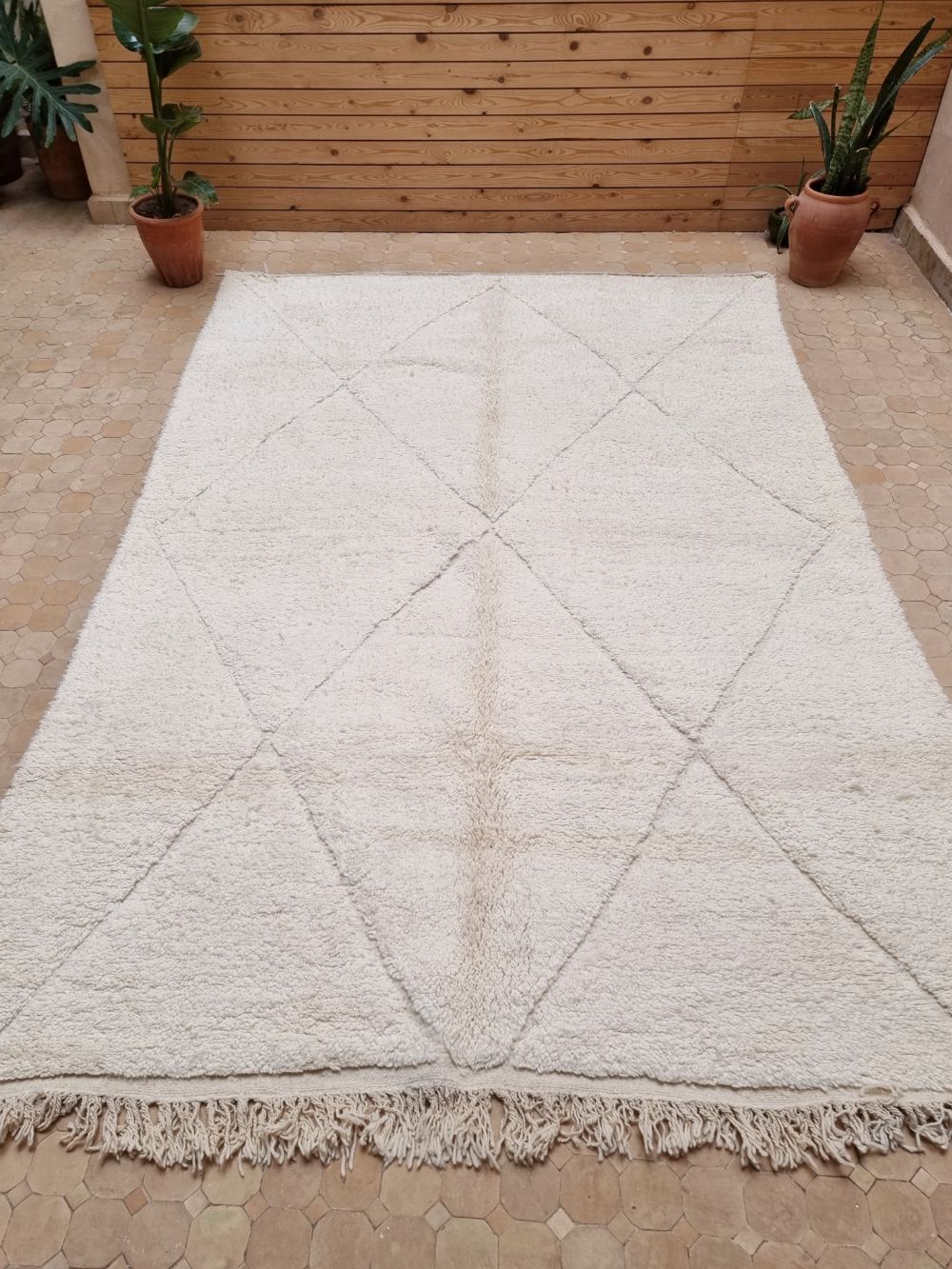Moroccan All White Rug 315x210cm