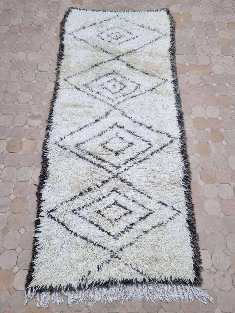 Marokkolainen vintage Beni Ouarain käytävämatto 210x90cm