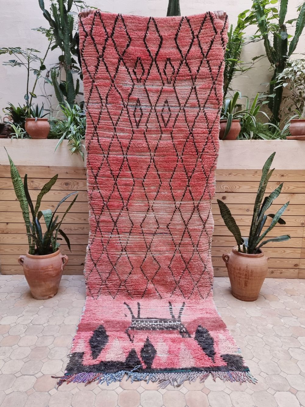 Marokkolainen vintage Boujaad käytävämatto 250x90cm