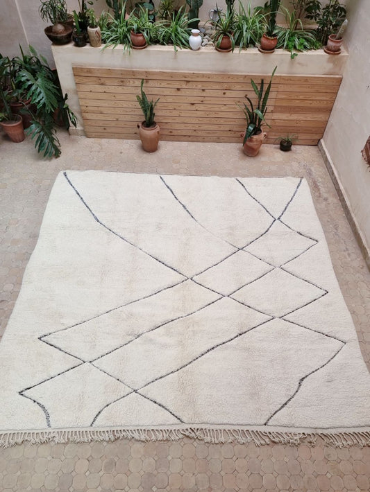 Moroccan Black & White Rug 310x315cm