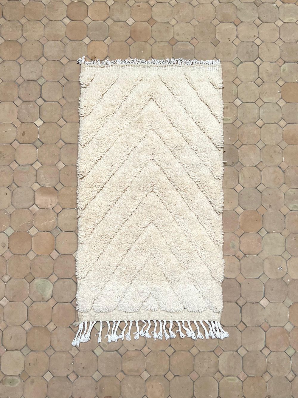 Moroccan All White Rug 115x60cm