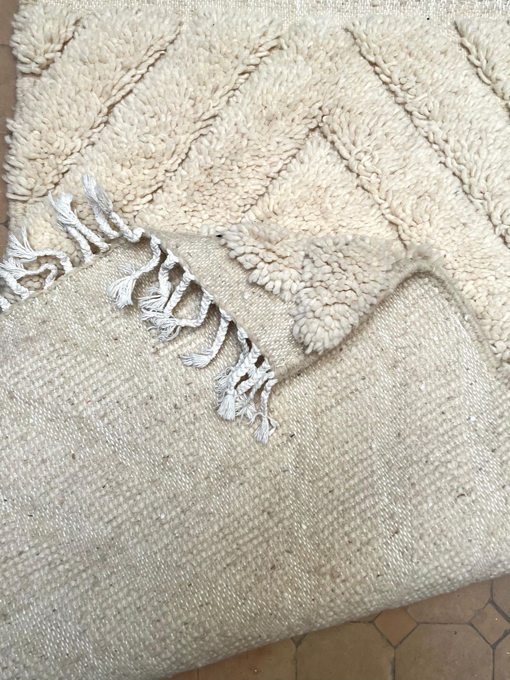 Moroccan All White Rug 115x60cm