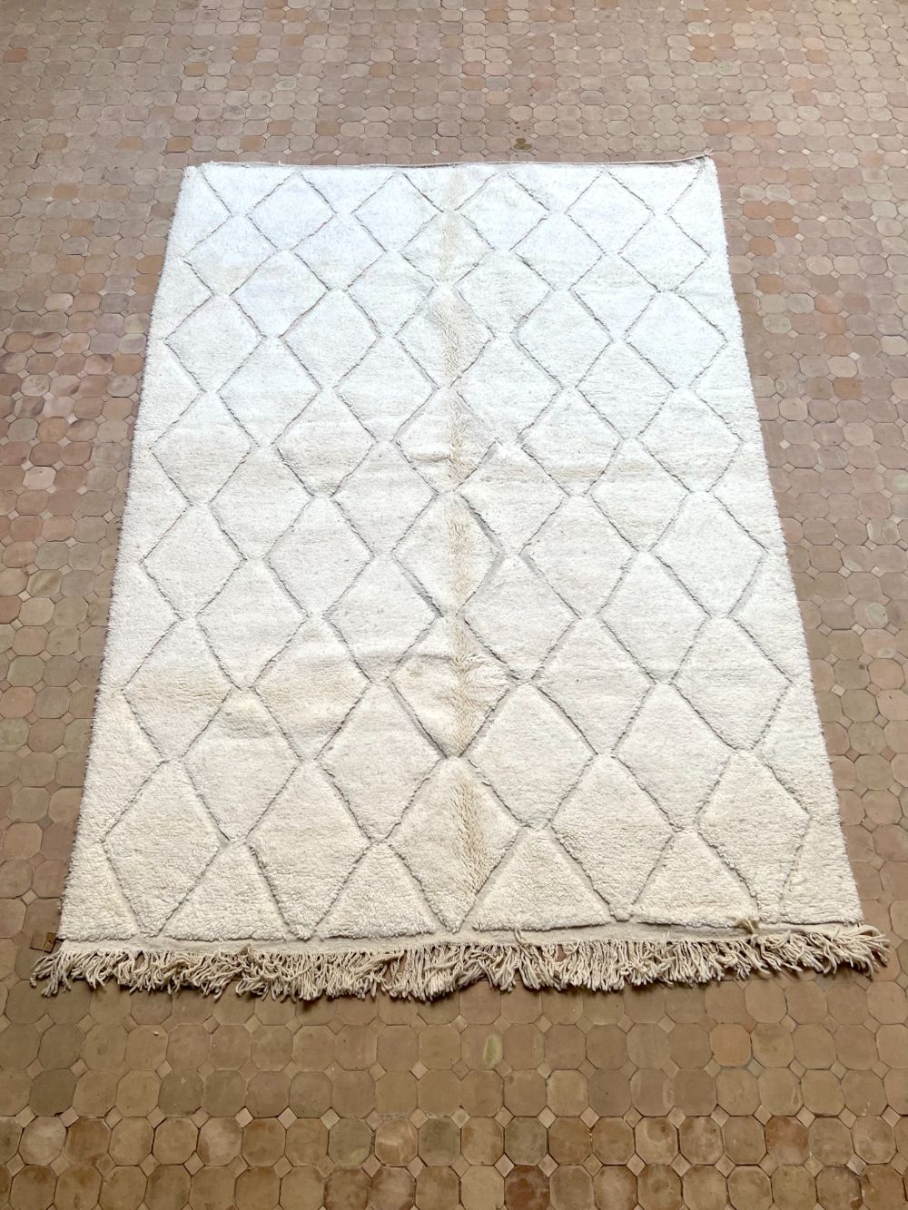Moroccan All White Rug 300x205cm