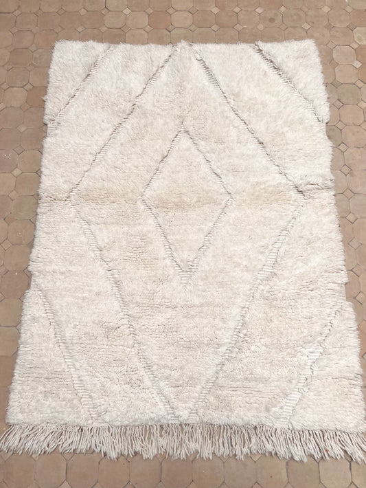Moroccan All White Rug 145x110cm