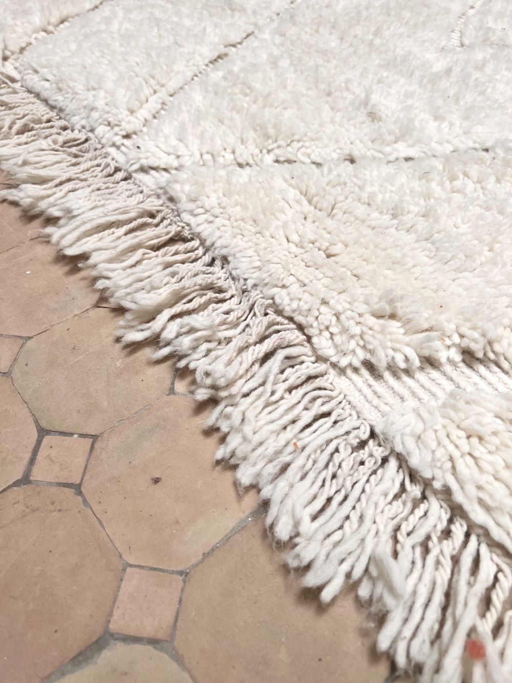 Moroccan All White Rug 145x110cm