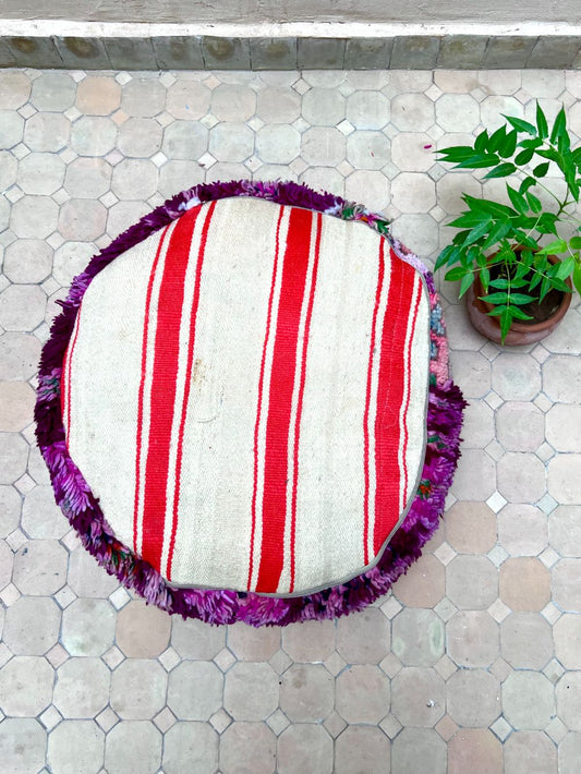 Moroccan Vintage Purple Round Pouf