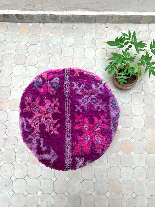 Moroccan Vintage Purple Round Pouf