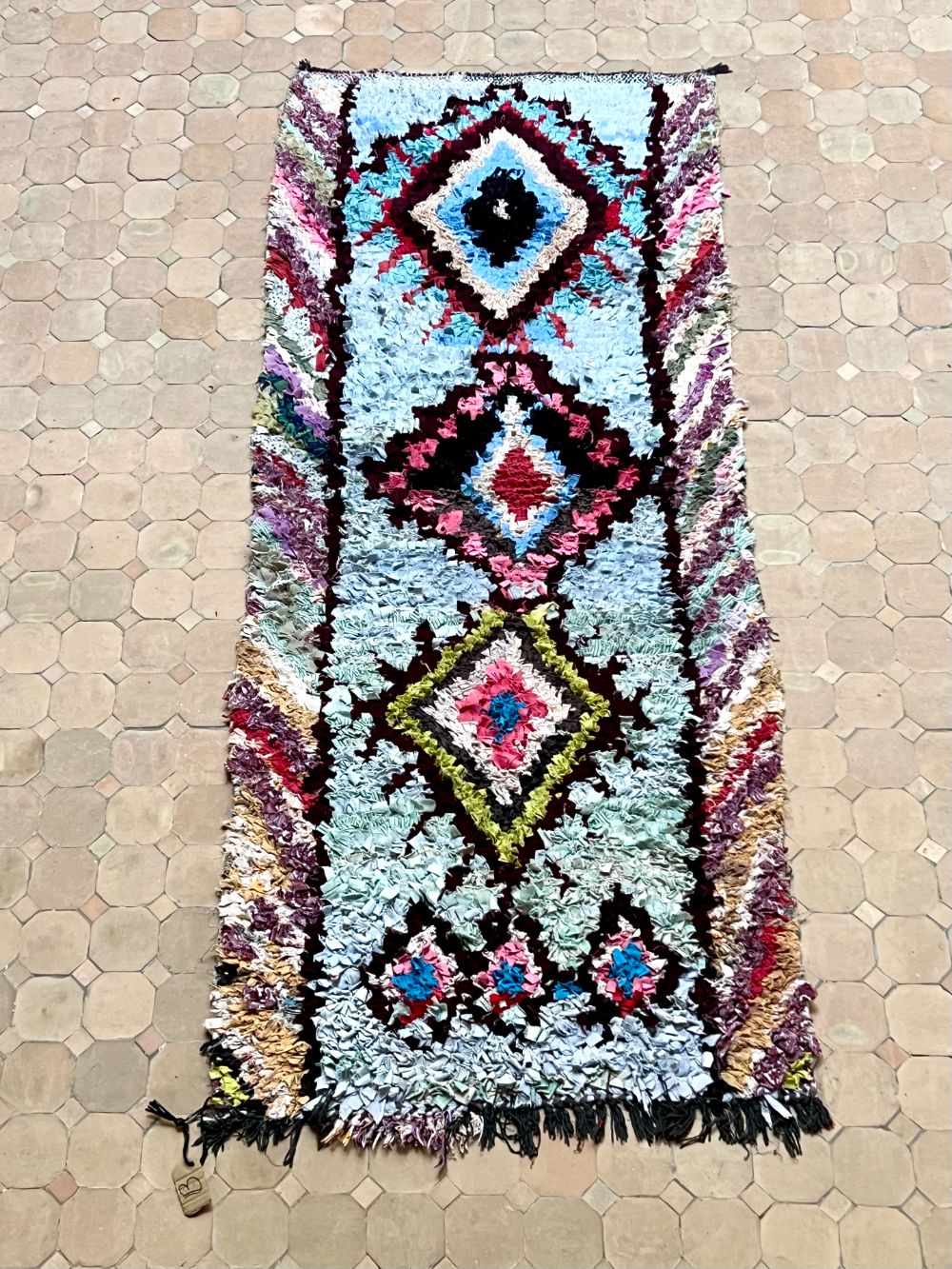 Marokkolainen vintage Boucherouite matto 200x80cm