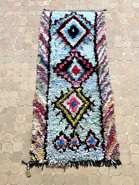 Moroccan Vintage Boucherouite Rug 200x80cm