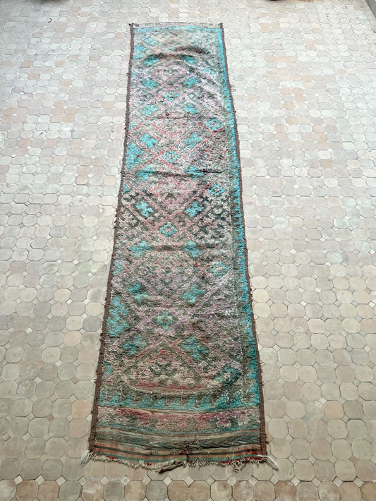 Moroccan Vintage Boujaad runner Rug 410x85cm